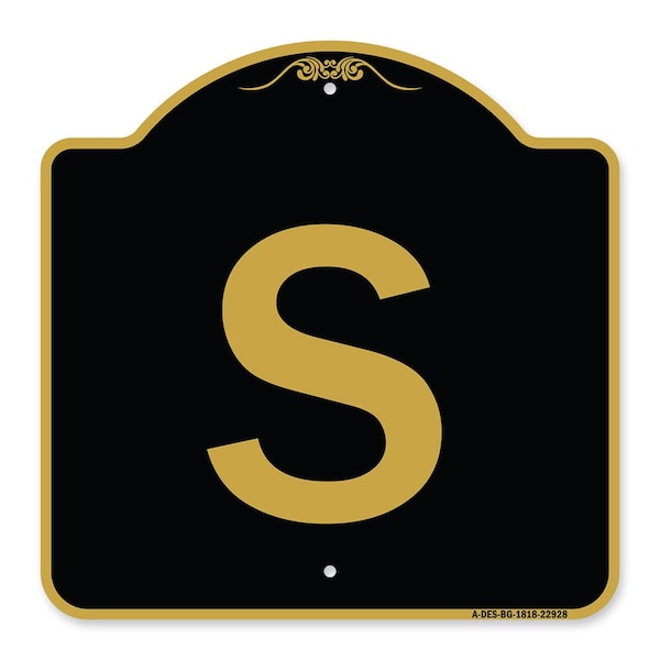 Signmission Designer Series Sign-Sign W/ Letter S, Black & Gold Aluminum Sign, 18" x 18", BG-1818-22928 A-DES-BG-1818-22928 - main